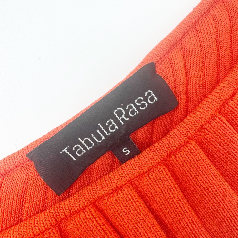 Tabula Rasa One Shoulder Ruffle Knit Crop Top Orange Red Ribbed Size S - Picture 4 of 8